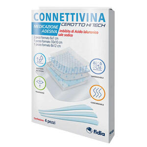 Connettivina - Cerotto  hitech 4 misure miste 2 pezzi 6 x 7 cm + 1 pezzo 10 x 10 cm + 1 pezzo 8 x 12 cm