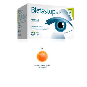 Blefastop plus garze - Blefastop plus garza in cotone piegata con filo di bario 28 salviette monouso + 1 compressa oculare riscaldabile